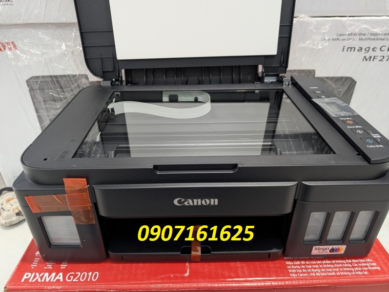 máy in phun màu A4 đa chức năng CANON PIXMA G2010 Máy in màu Canon Pixma G2010 tiết kiệm chi phí tối đa với hiệu suất in cao lên đến 7.000 trang màu, bản in sắc nét, không lo nghẹt mực.