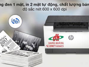 Máy in laser trắng đen HP LaserJet M211d thiết kế nhỏ gọn, hiện đại cho văn phòng.